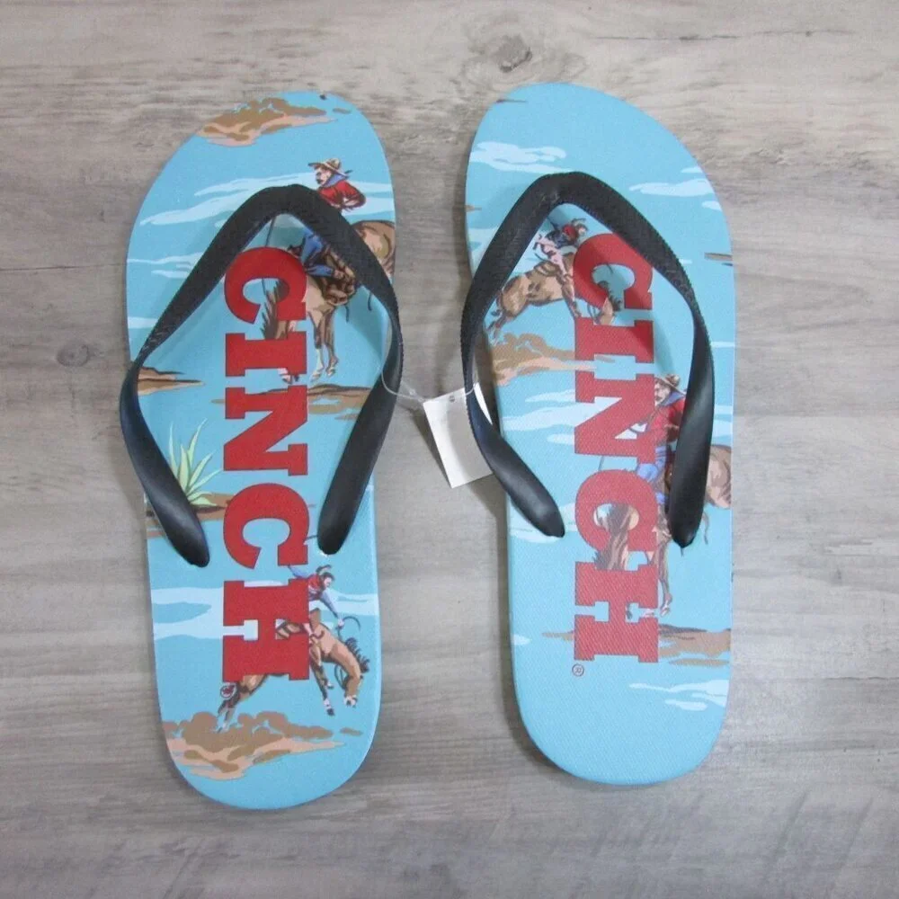 Cinch Men's Bronc Rodeo Cowboy Graphic Flip Flop Sandals